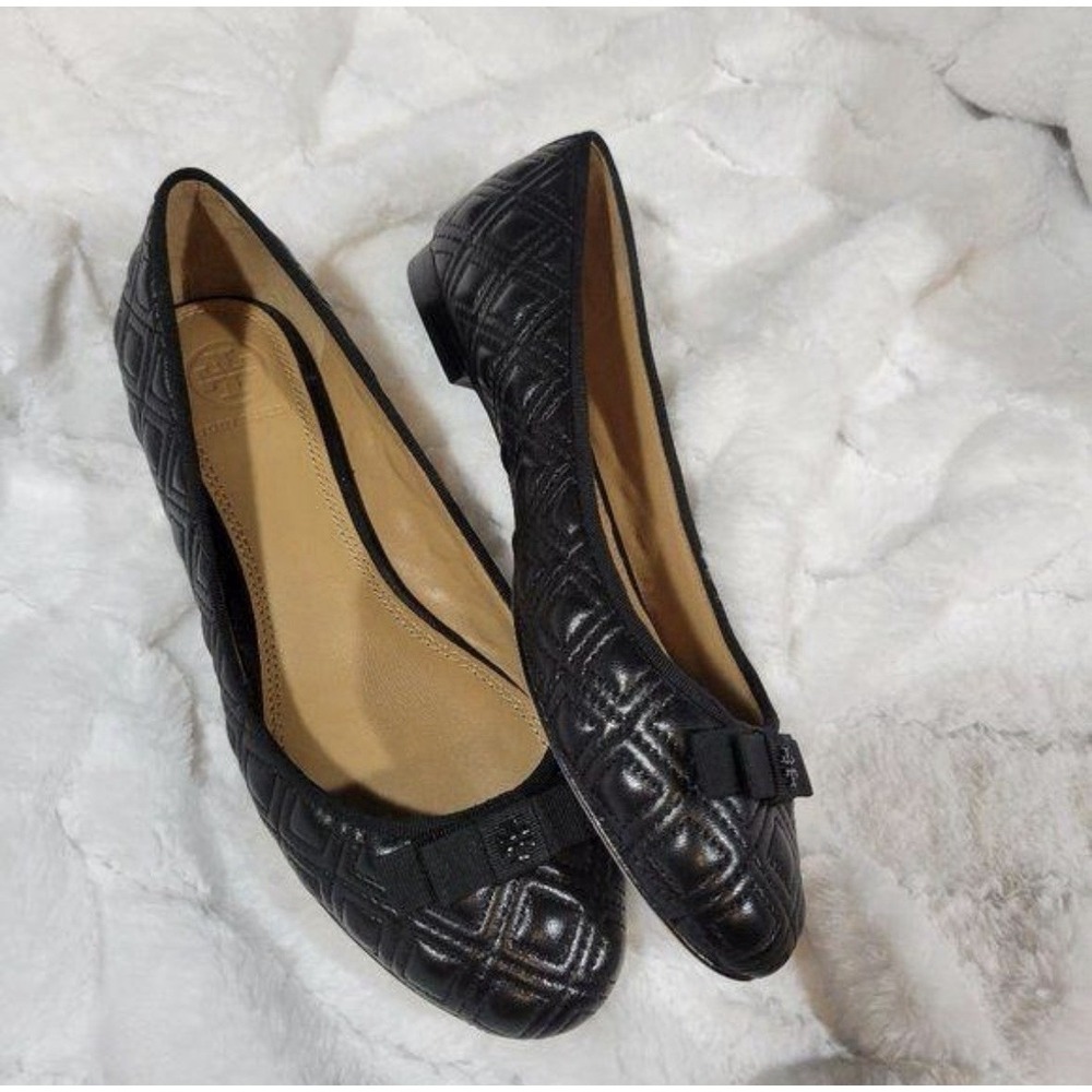Tory Burch Marion Quilted Leather Ballet Flat, Perfect Black Size 9 $275 - Picture 4 of 12